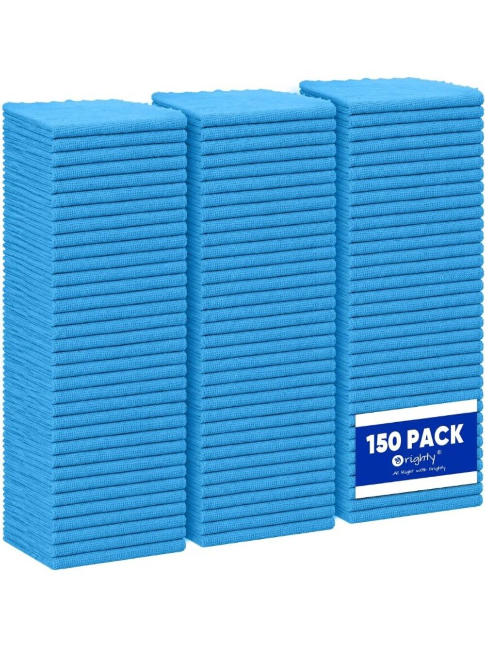 150 Pack Microfiber Cleaning Cloths - 12x12 Blue Shop Towels for Home & Auto